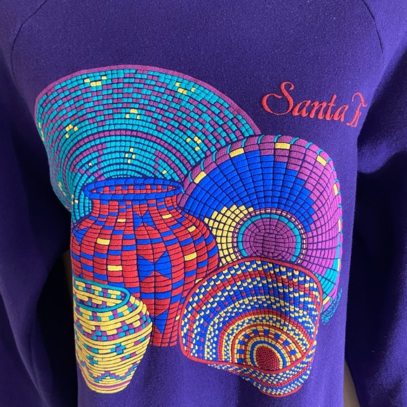 Vintage 90’s Made in USA Santa Fe Puff Print Graphic Sweater - Picture 3 of 6
